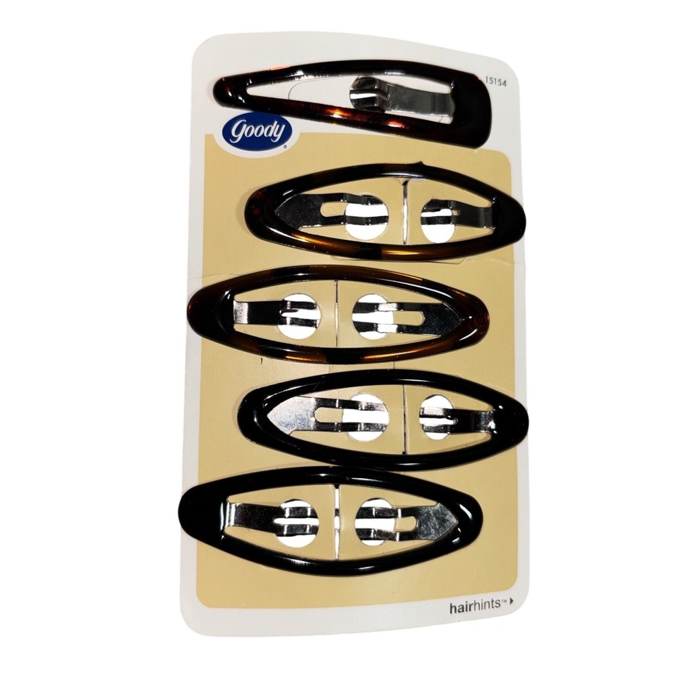 Goody Hair Hints Contour Snap Hair Clips 5 Pack Tortoise Brown Vintage 2008